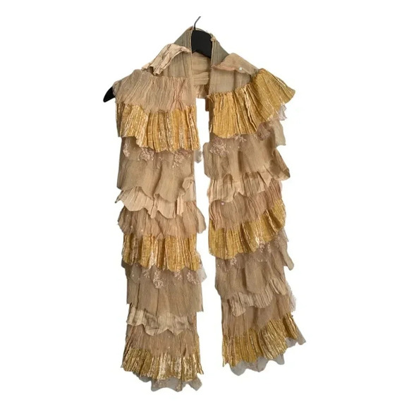 Anthropologie Elizabeth Gillet NYC Ruffle Scarf Boho Ruffle Scarf Cottagecore - Picture 1 of 5